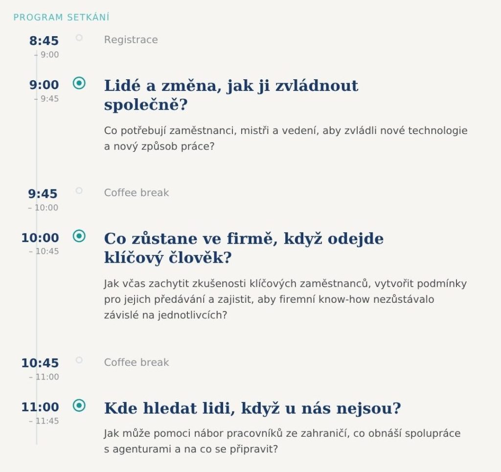 Program akce kulatý stůl